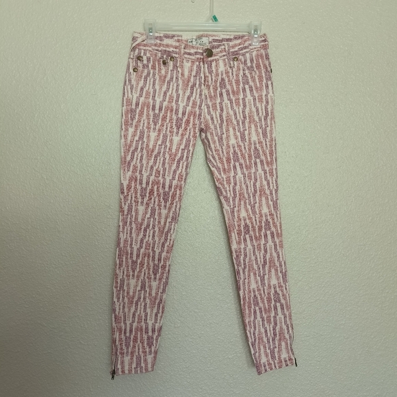 Free People Women's Ikat Skinny Pants Size 26 Multicolor Stretch Button‎ Zipper - Picture 3 of 16